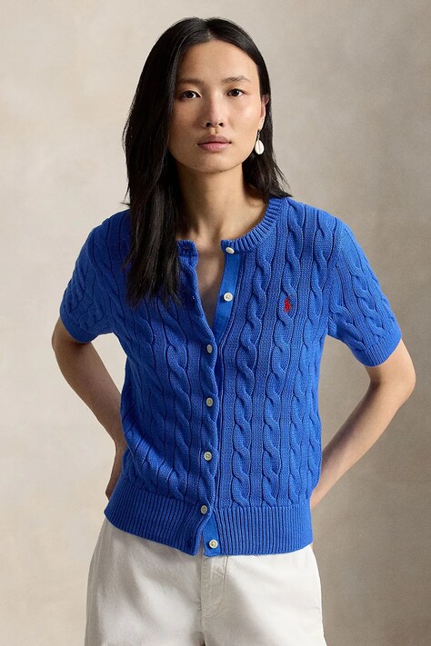 Polo Ralph Lauren kardigan damski bawełniany niebieski 211966720