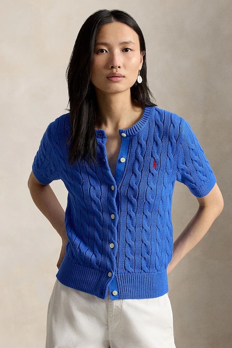 Polo Ralph Lauren kardigan damski bawełniany niebieski 211966720