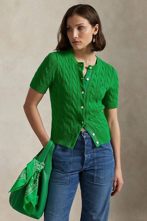 Polo Ralph Lauren kardigan damski bawełniany zielony 211966720