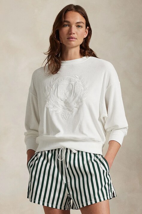 Polo Ralph Lauren pulover de bumbac culoarea alb, 211970430