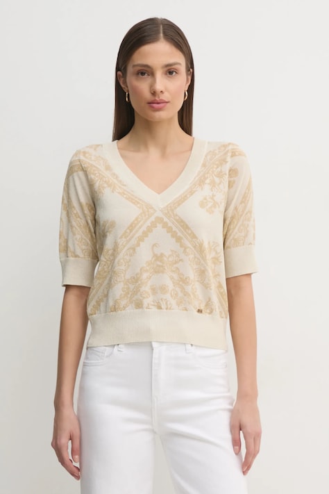 Свитер Gaudi женский цвет бежевый лёгкий 511BD53025