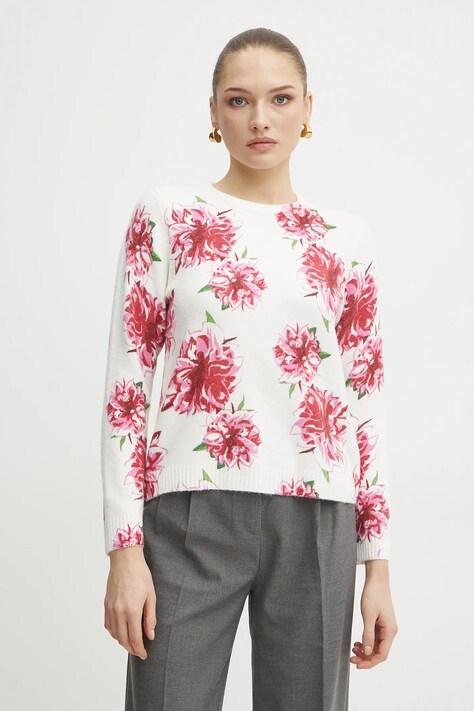 Morgan pulover din amestec de lana MFLOWER femei, culoarea bej, MFLOWER