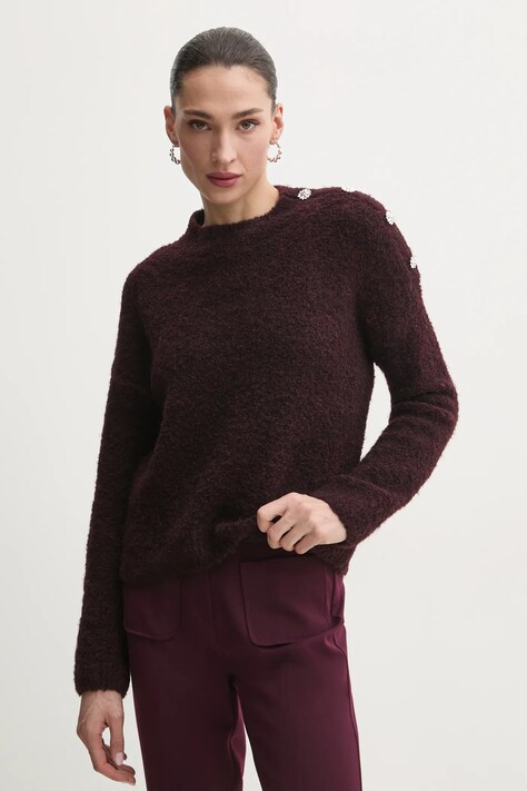Morgan pulover din amestec de lână MBULLE femei, culoarea bordo, MBULLE