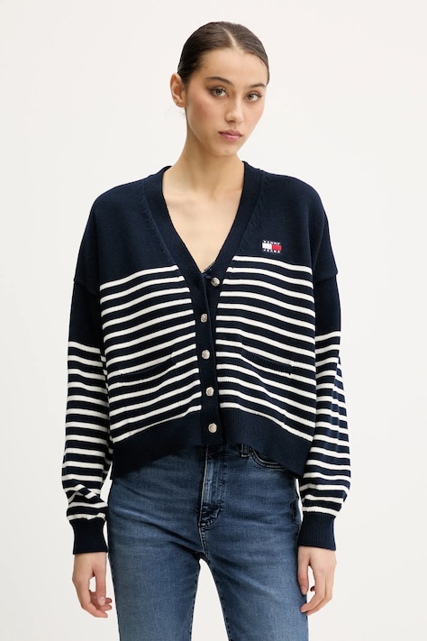 Памучна жилетка Tommy Jeans в тъмносиньо DW0DW20257