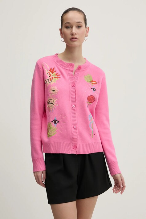 Never Fully Dressed cardigan femei, culoarea roz, light, NFDKN556