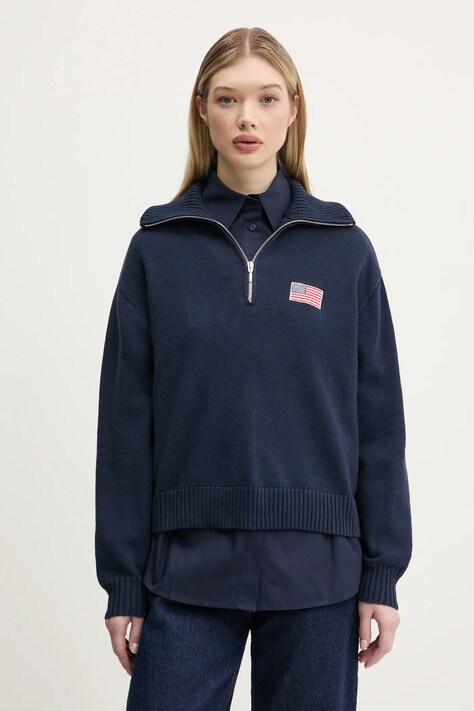 Hollister Co. pulover femei, culoarea albastru marin, KI350-5013