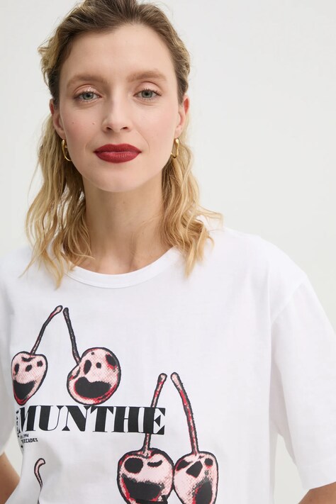 Бавовняна футболка MUNTHE FELITA — SS25-SWD0O9, білий — фото 4