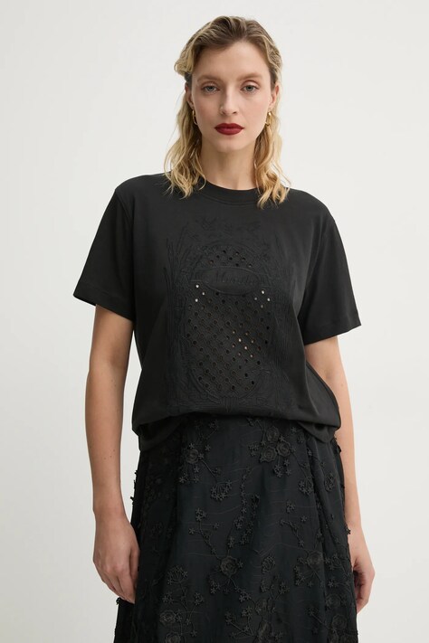 MUNTHE tricou din bumbac FENELLA femei, culoarea negru, 251111325161