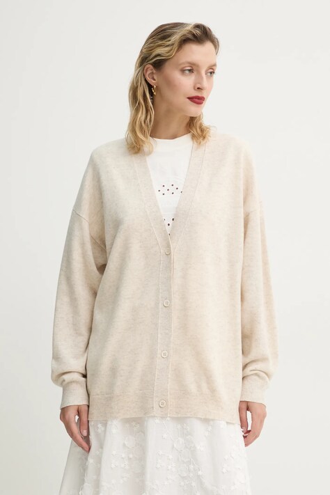 MUNTHE cardigan din lana FAFALI culoarea bej, light, 251160425174