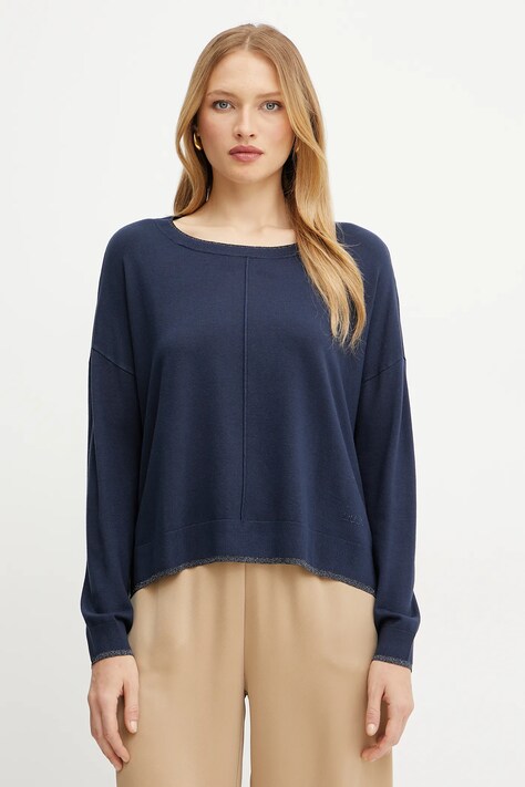 Liu Jo pulover femei, culoarea bleumarin, light, WXX054.MS49I