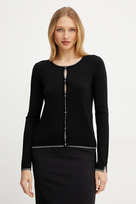 Liu Jo cardigan femei, culoarea negru, light, WXX056.MS49I