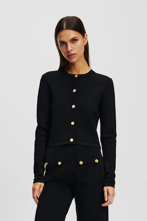 Karl Lagerfeld cardigan femei, culoarea negru, A2W18028