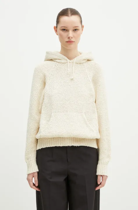 Svileni pulover Visvim Raglan Hoodie P.O. Knit Mawata za žene, boja: bež, 325105012002