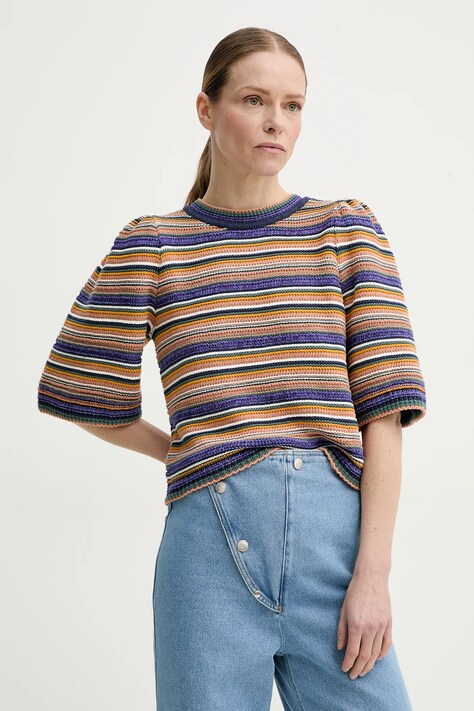 Βαμβακερό πουλόβερ BA&SH FARFAELA γυναικείο, χρώμα: πολύχρωμο, 1E25FARF