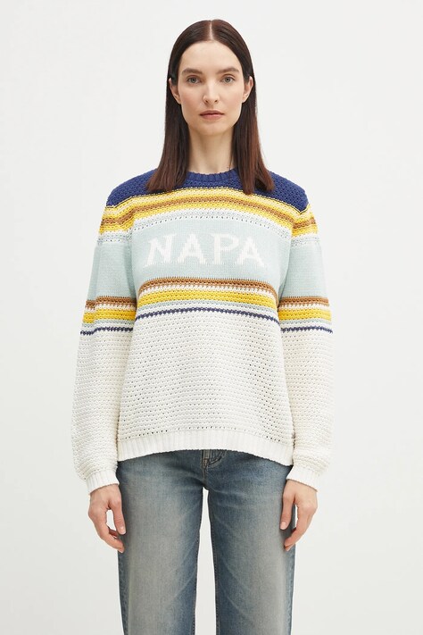 Napapijri sweter bawełniany D-Aulla damski kolor multicolor NP0A4IL688S1