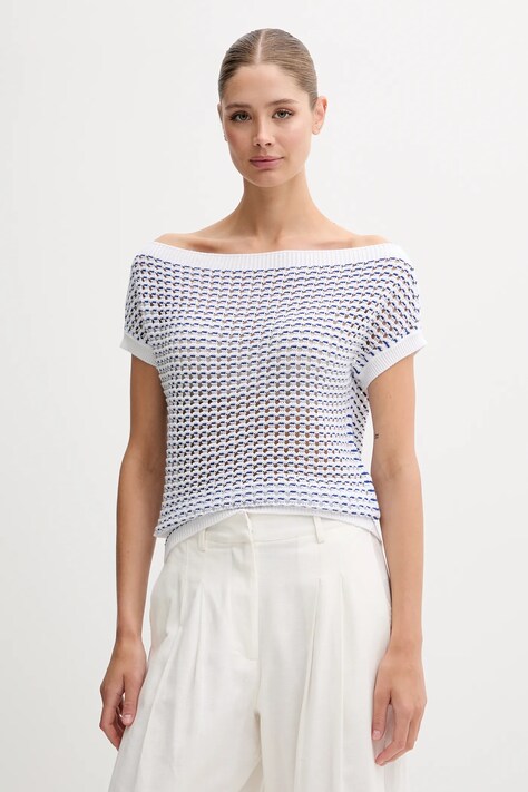 Pamučni pulover United Colors of Benetton boja: bijela, lagane, 1394E10DW