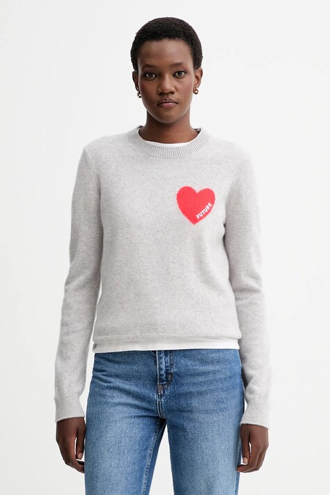 FROM FUTURE sweter kaszmirowy damski kolor szary lekki WPR01195
