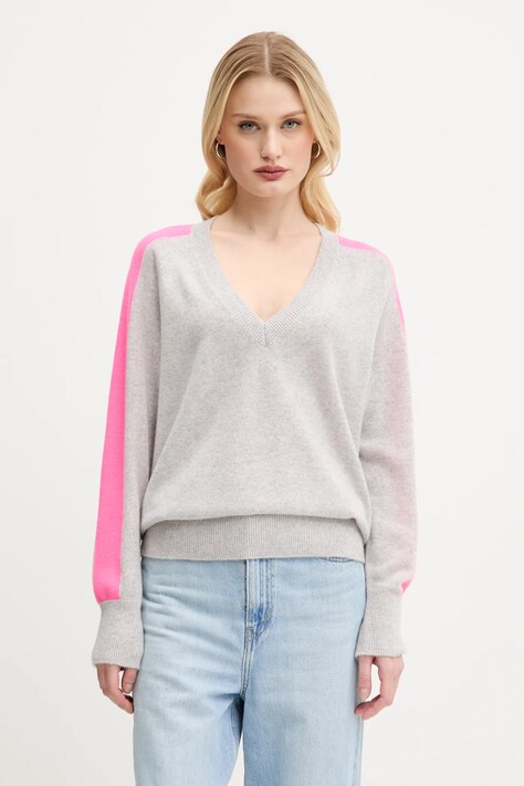 FROM FUTURE sweter kaszmirowy damski kolor szary lekki WPV00497