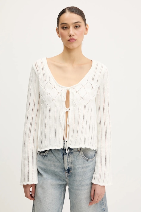 Πλεκτή ζακέτα Hollister Co. χρώμα: μπεζ, KI350-5239