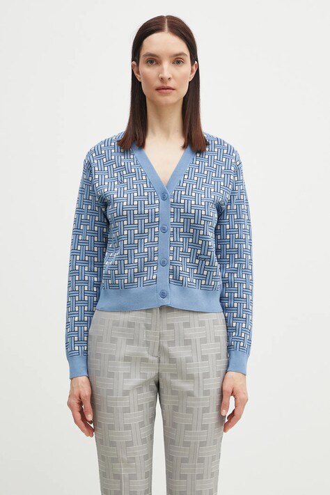 Kardigan Kenzo dámský, modrá barva, lehký, FF52CA4943CO.64