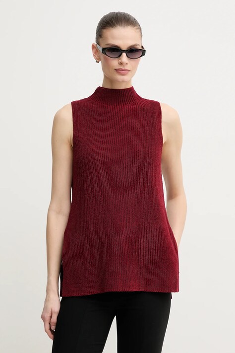 Pedro del Hierro vesta femei, culoarea bordo, cu turtleneck, 5509062
