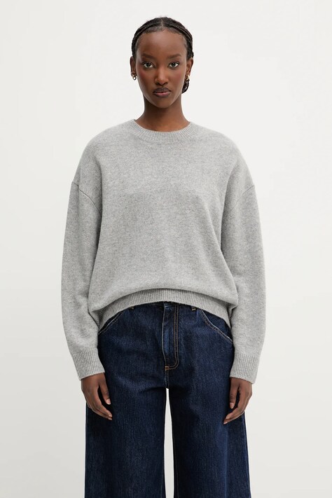 Кашмирен пуловер Anine Bing Lee Crew Sweater в сиво  A.09.10662