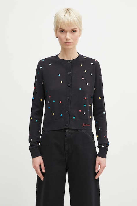 Шерстяной кардиган Fiorucci Confetti Dot Print Logo женский цвет чёрный W02SPKCA337KN03BK01