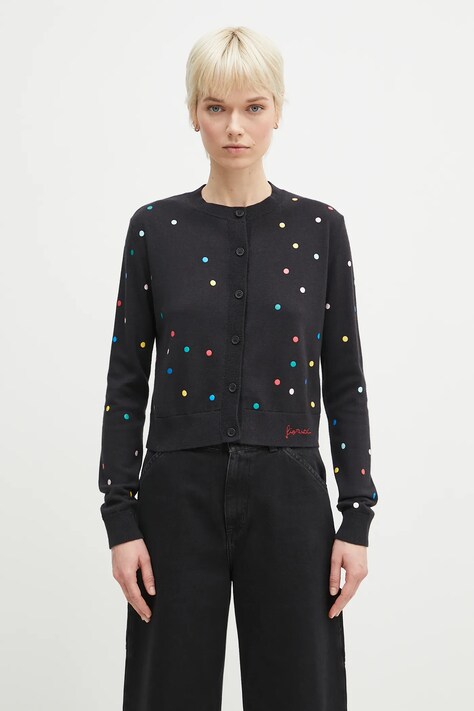 Fiorucci cardigan din lână Confetti Dot Print Logo femei, culoarea negru, W02SPKCA337KN03BK01