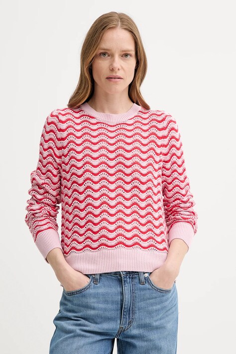 Levi's pulover de bumbac FLORENCE PNTLLE SWEATER culoarea roz, light, 0012O