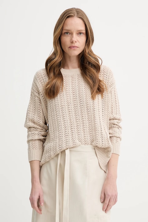 Svetr s příměsí lnu Levi's SUNRISE CROCHET SWEATER dámský, béžová barva, 0013A