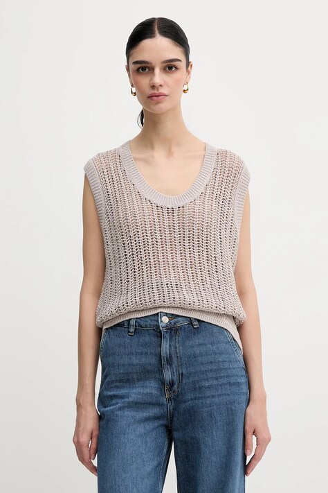 Γιλέκο Sisley χρώμα: μπεζ, 15PLMH00J