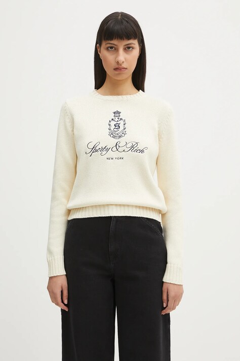 Памучен пуловер Sporty & Rich Vendome Knitted в бежово  WS065606205WH37