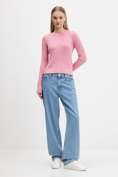 Tommy Jeans maglione in cotone donna colore rosa  DW0DW22165