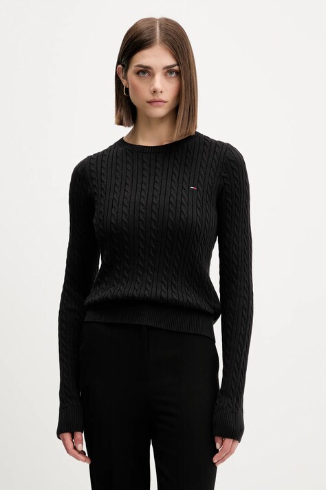 Tommy Jeans sweter bawełniany damski kolor czarny lekki DW0DW22165