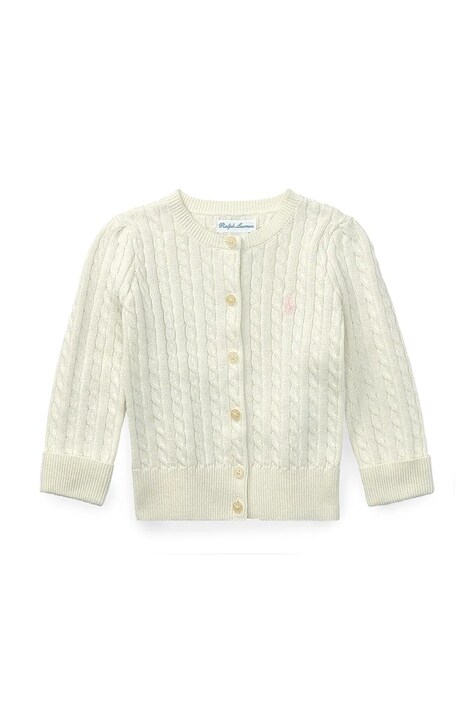 Дитячий бавовняний кардиган Polo Ralph Lauren колір бежевий легкий 310543047008