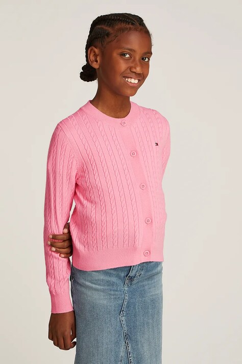 Tommy Hilfiger cardigan copii culoarea roz, KG0KG08282