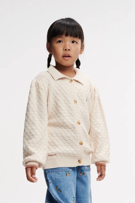 Liewood cardigan din bumbac pentru copii Jane Knit Cardigan culoarea bej, LW19948