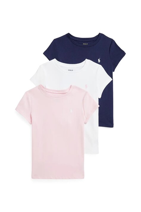 Dětské bavlněné tričko Polo Ralph Lauren 3-pack růžová barva, 312902553004
