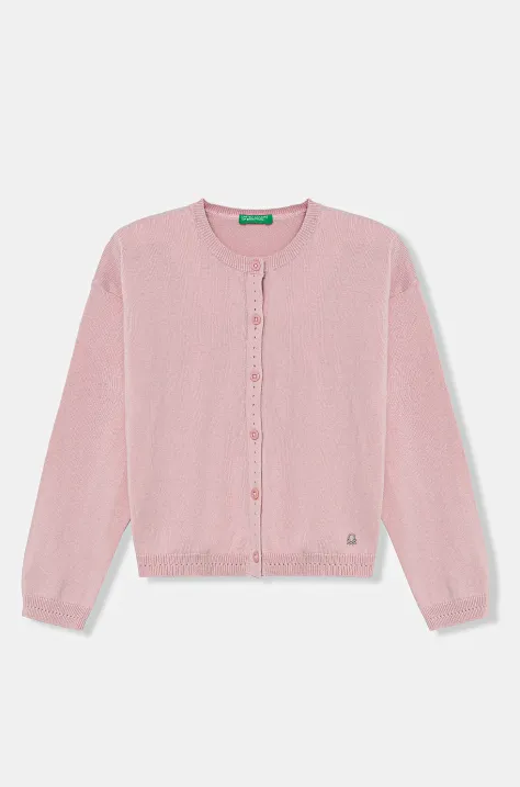 Детский хлопковый кардиган United Colors of Benetton цвет розовый лёгкий 1098G500P