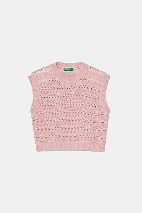 United Colors of Benetton vestă copii culoarea roz, light, 104FC108M