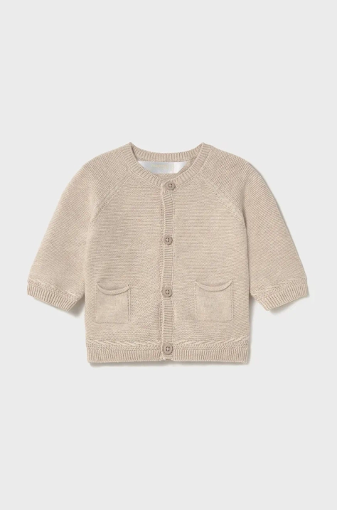 Mayoral Newborn cardigan din bumbac pentru bebeluși culoarea bej, light, 1393