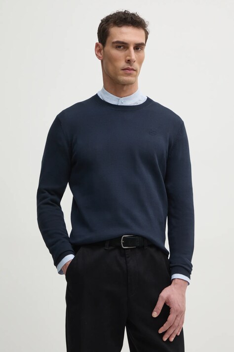 Bavlněný svetr Karl Lagerfeld pánský, tmavomodrá barva, lehký, 551301.655088