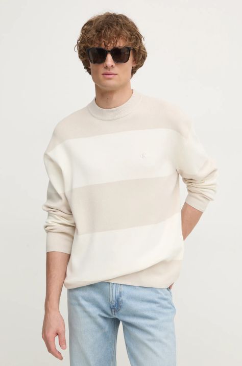 Calvin Klein Jeans maglione in cotone colore beige  J30J326741