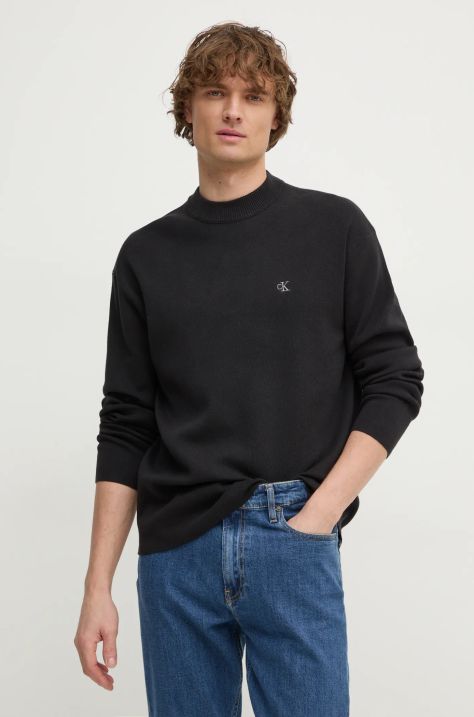 Bavlnený sveter Calvin Klein Jeans čierna farba, tenký, J30J326741