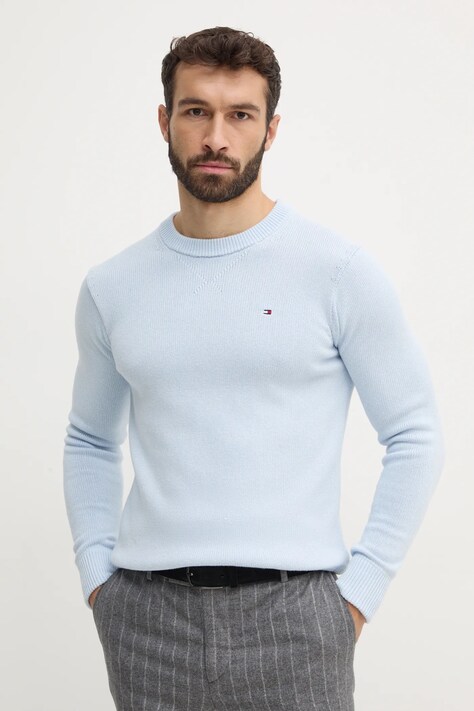 Bavlněný svetr Tommy Hilfiger modrá barva, MW0MW37397