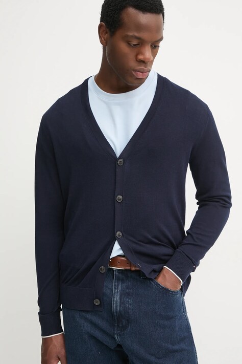 Tommy Hilfiger cardigan barbati, culoarea albastru marin, MW0MW37428