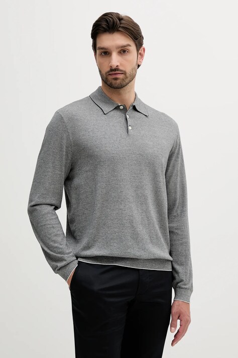 Armani Exchange longsleeve din bumbac culoarea gri, cu imprimeu, XM000695 AF12933