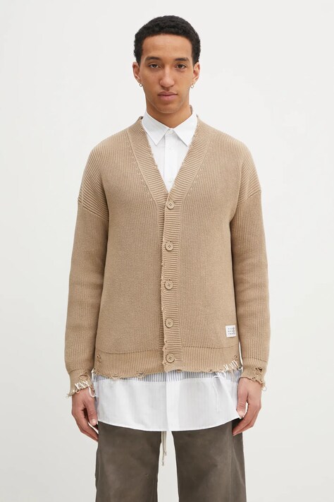 Βαμβακερή ζακέτα MM6 Maison Margiela χρώμα: μπεζ, SH0HP0008