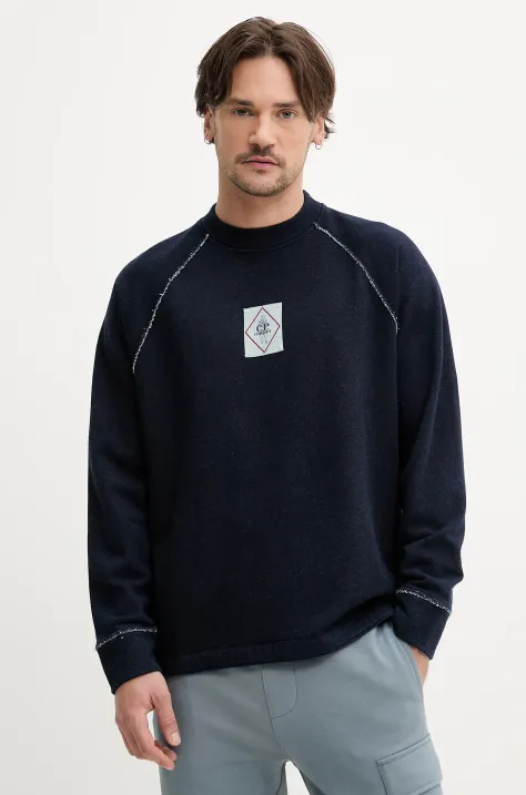 C.P. Company pamut melegítőfelső sötétkék, férfi, nyomott mintás, 18CMSS184A110055W