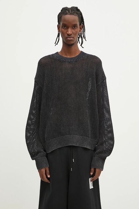 Bavlnený sveter Represent Open Gauge Knit Sweater pánsky, čierna farba, tenký, MLM3821.01